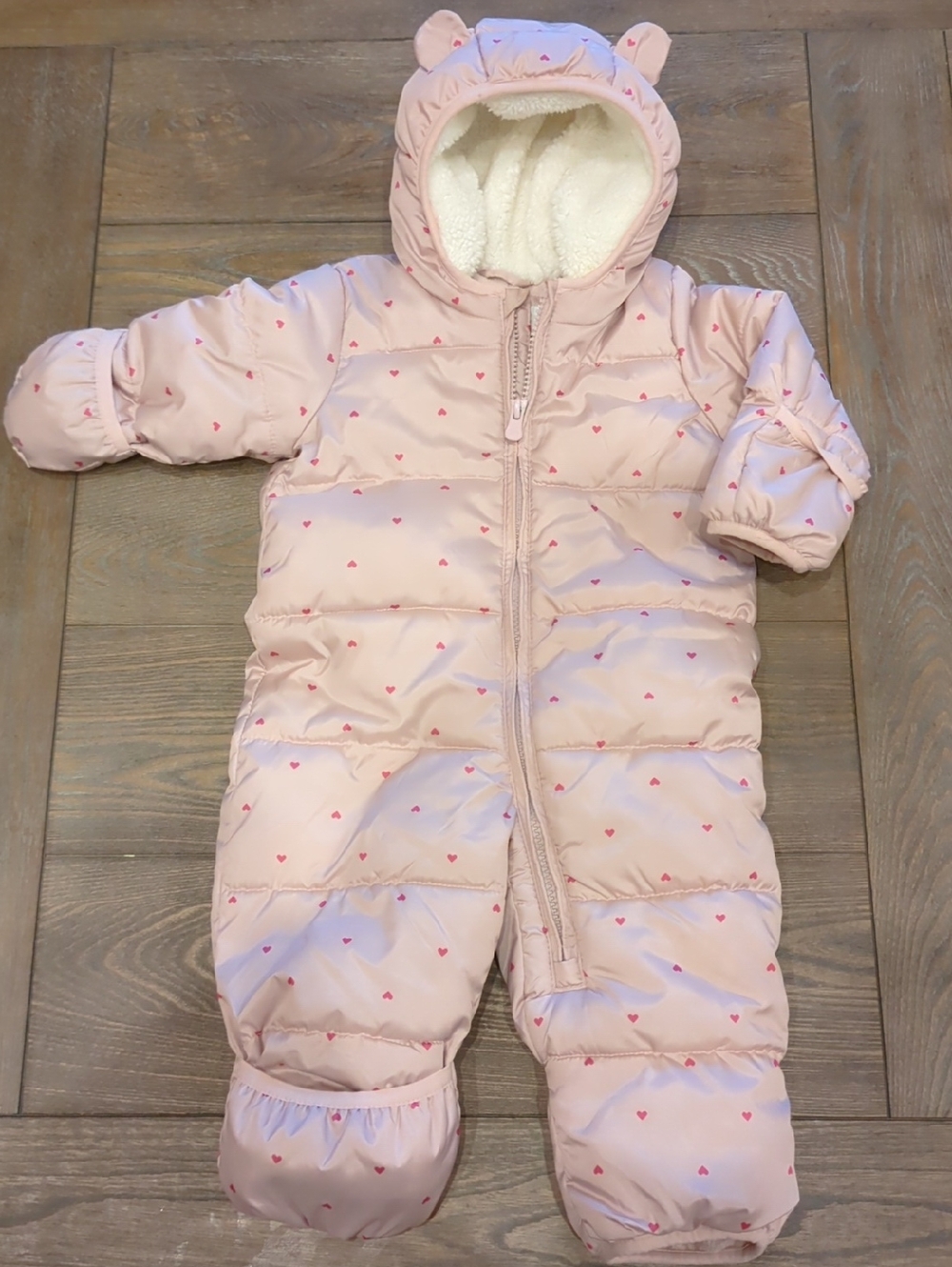 GAP Baby Pink Hooded Snowsuit